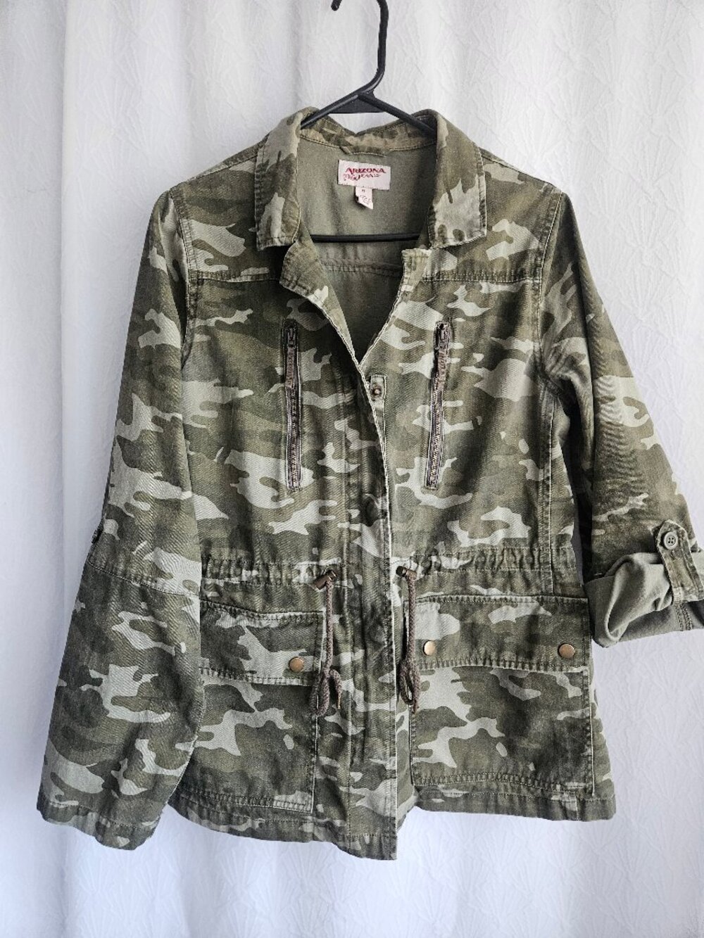 Arizona Camo Utility Shirt Jacket Shacket Juniors XL Roll Tab Sleeves